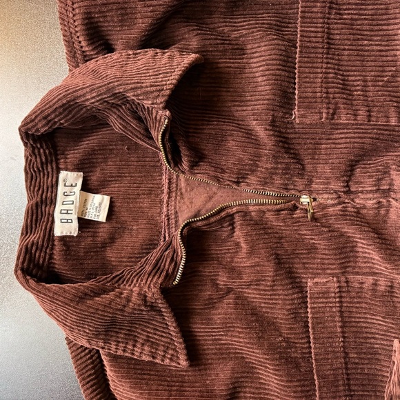oversized boxy‎ shaket zip front brown corduroy 100% cotton unisex medium - Picture 3 of 9